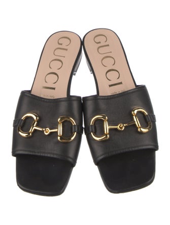 Gucci Horsebit Accent Leather Slides
