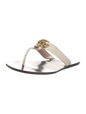 Gucci Double G Logo Leather Slides