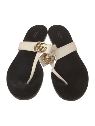 Gucci Double G Logo Leather Slides