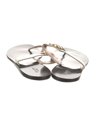 Gucci Double G Logo Leather Slides