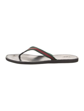 Gucci Web Accent Leather Slides