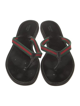 Gucci Web Accent Leather Slides