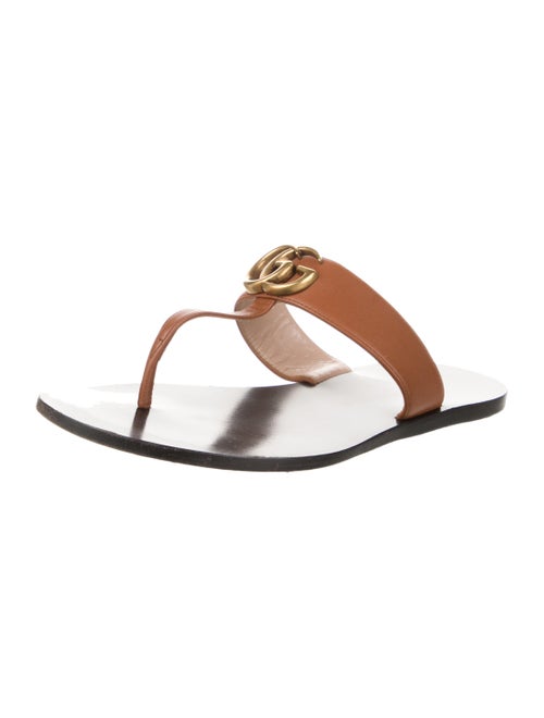 Gucci Double G Logo Leather Slides