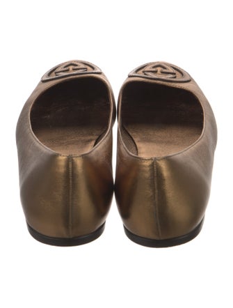 Gucci Interlocking G Logo Leather Ballet Flats