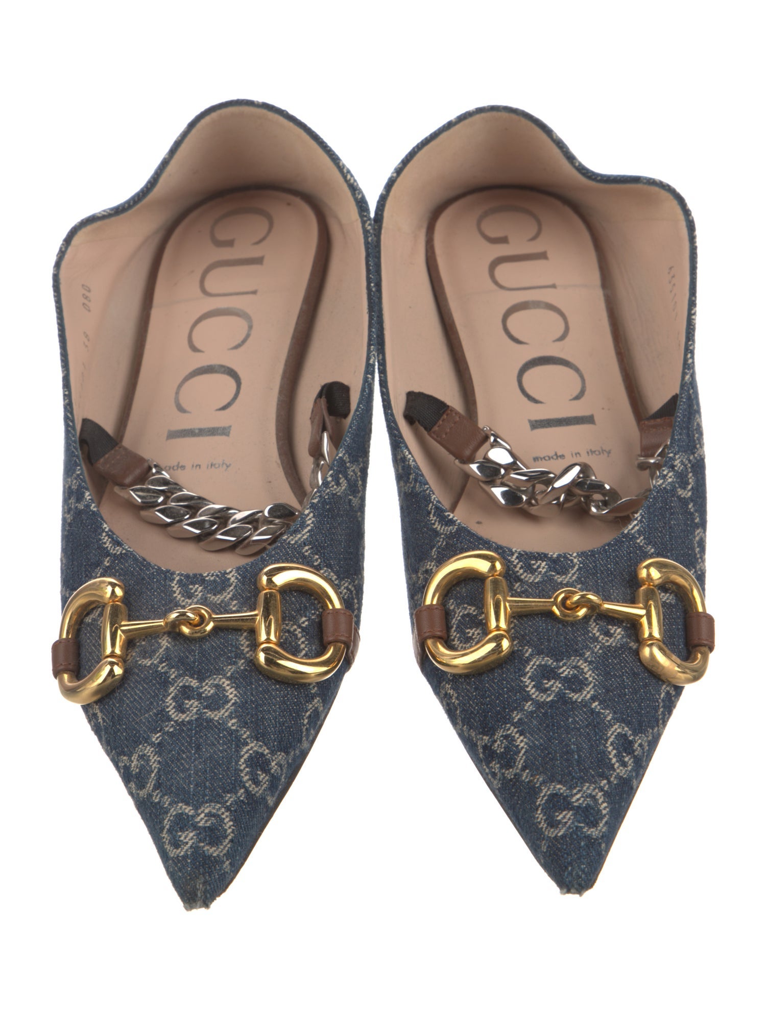 Gucci GG Canvas Denim Mary Jane Flats