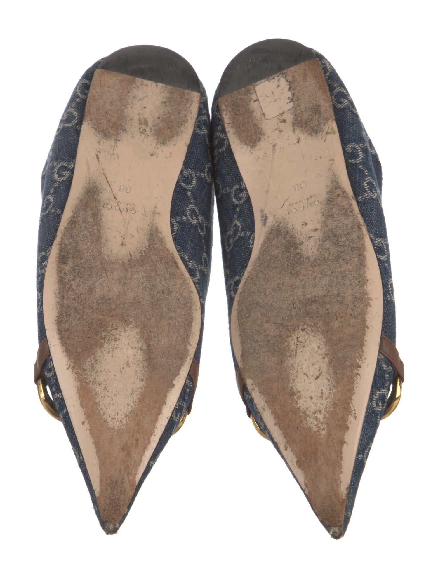 Gucci GG Canvas Denim Mary Jane Flats