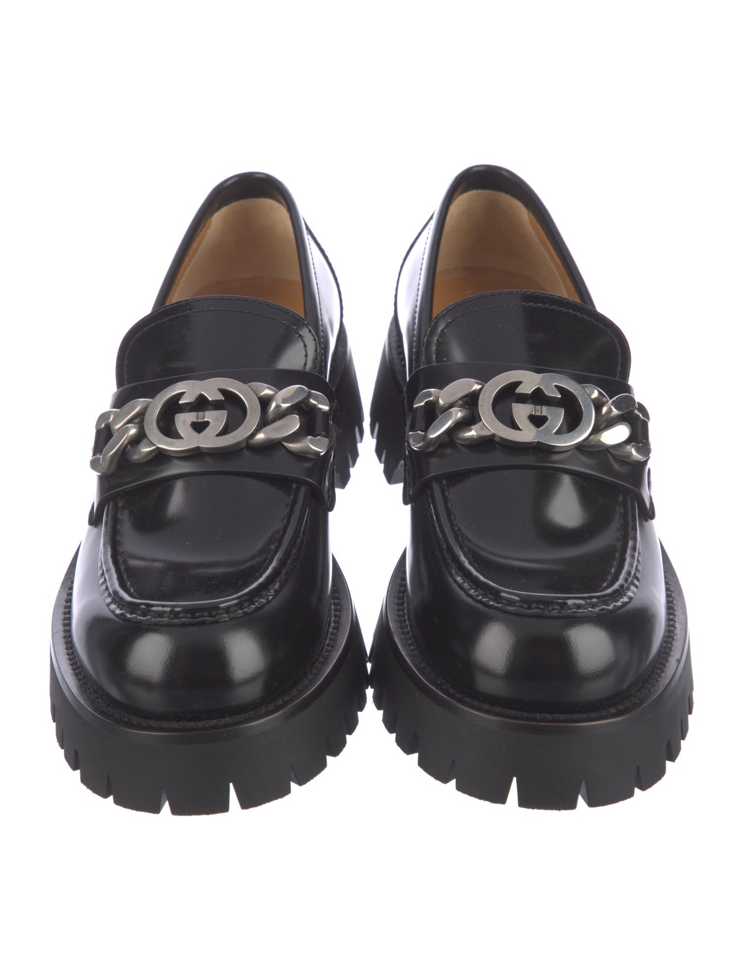 Gucci Interlocking G Logo Leather Loafers