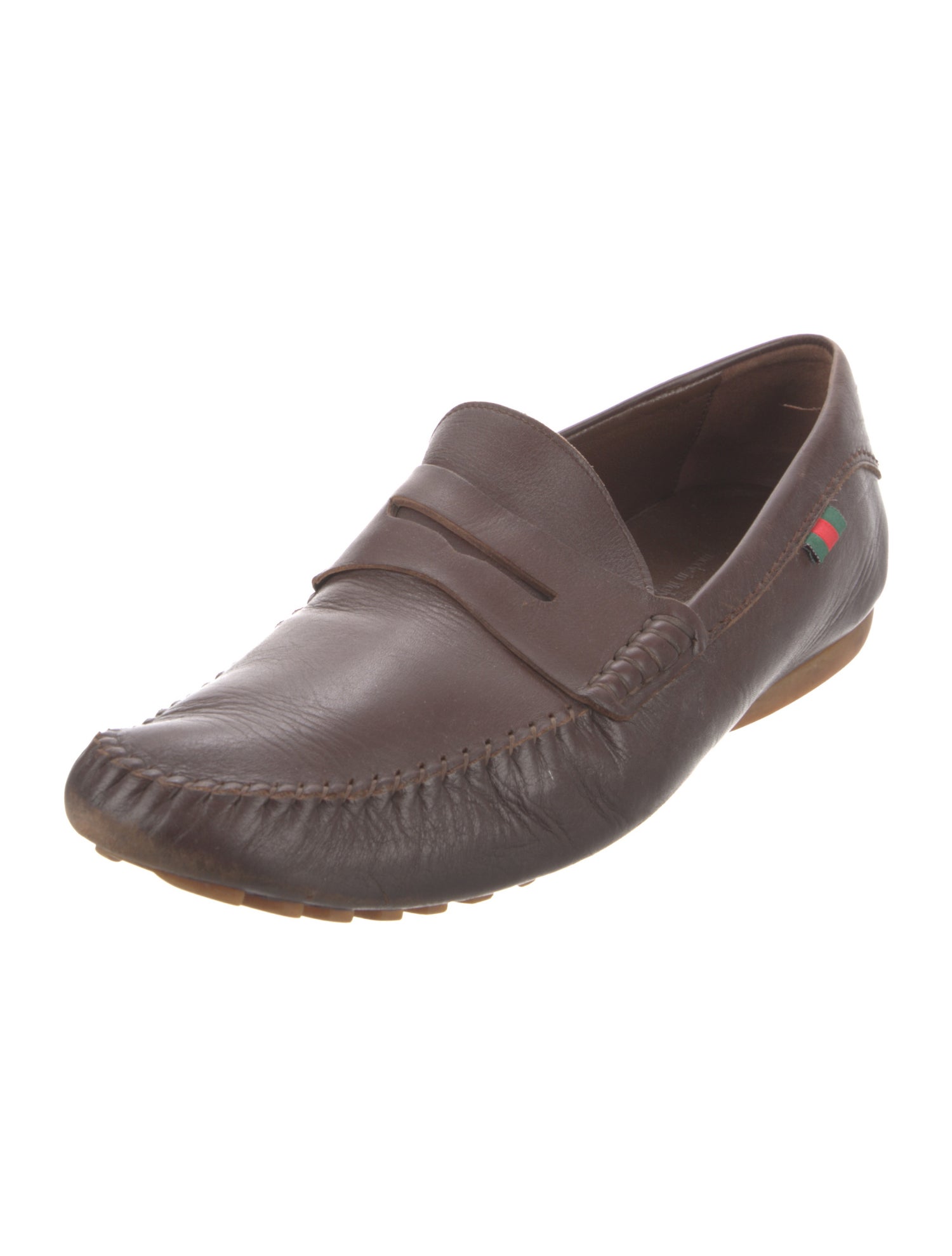 Gucci Web Accent Leather Drivers