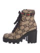 Gucci Intrecciato Weave Wool Lace-Up Boots