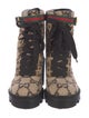 Gucci Intrecciato Weave Wool Lace-Up Boots