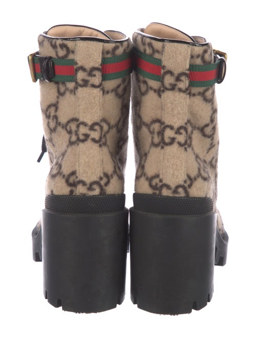 Gucci Intrecciato Weave Wool Lace-Up Boots