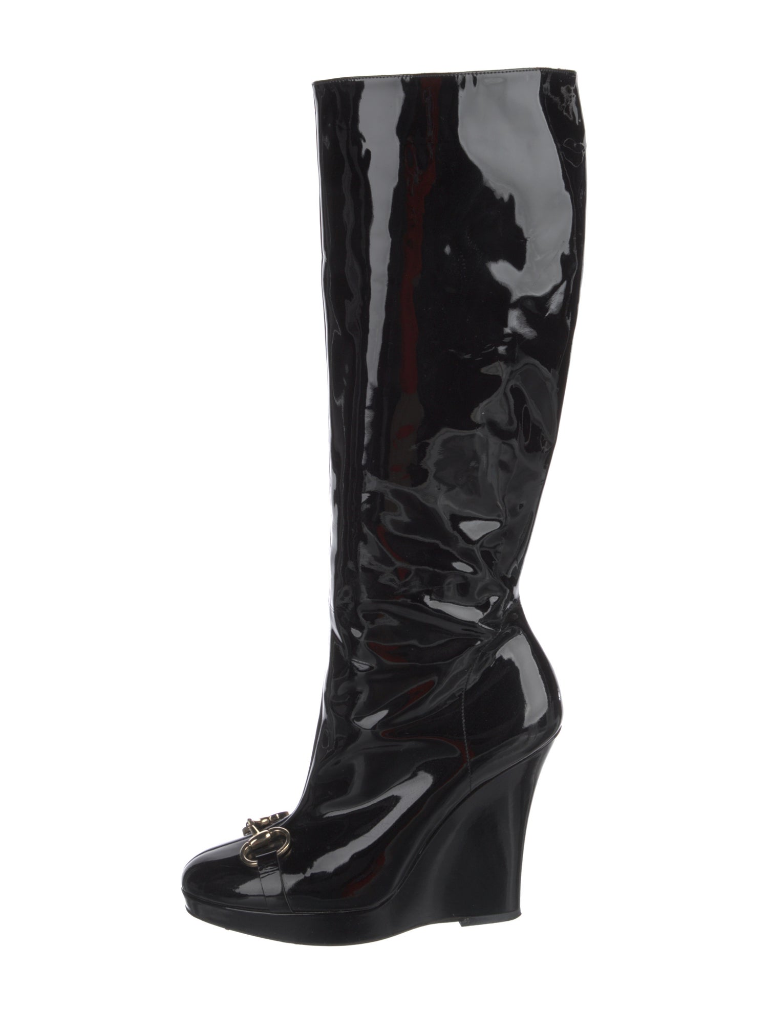 Gucci Horsebit Accent Patent Leather Boots