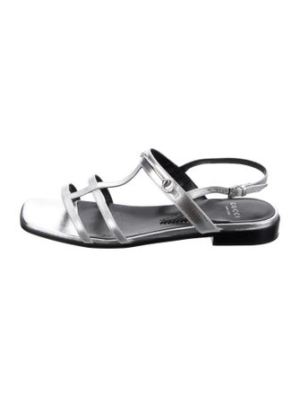 Gucci Horsebit Accent Leather T-Strap Sandals