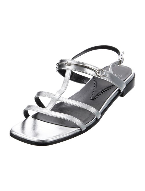 Gucci Horsebit Accent Leather T-Strap Sandals
