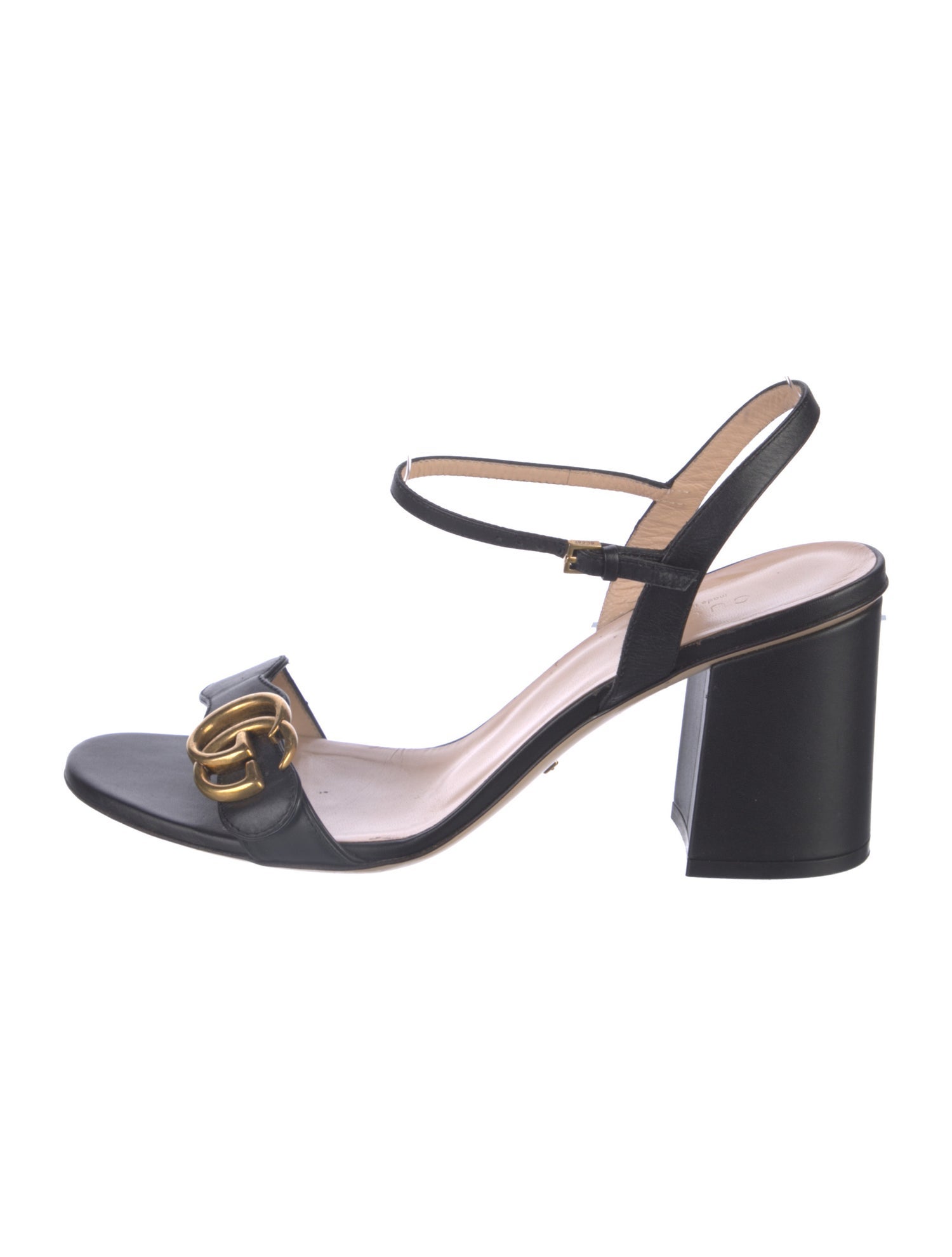 Gucci Double G Logo Leather Sandals