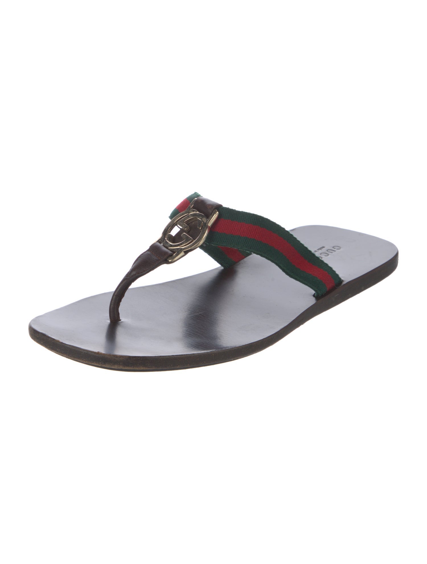 Gucci Web Accent T-Strap Sandals