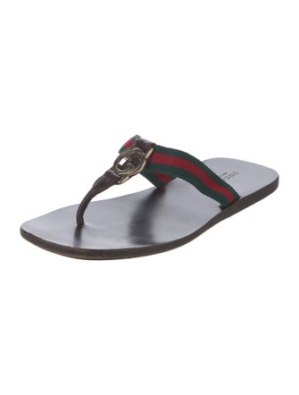 Gucci Web Accent T-Strap Sandals