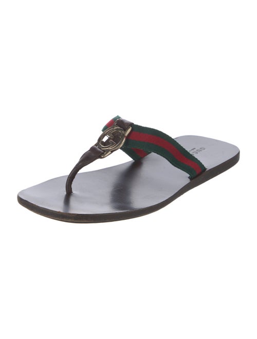Gucci Web Accent T-Strap Sandals