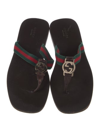 Gucci Web Accent T-Strap Sandals