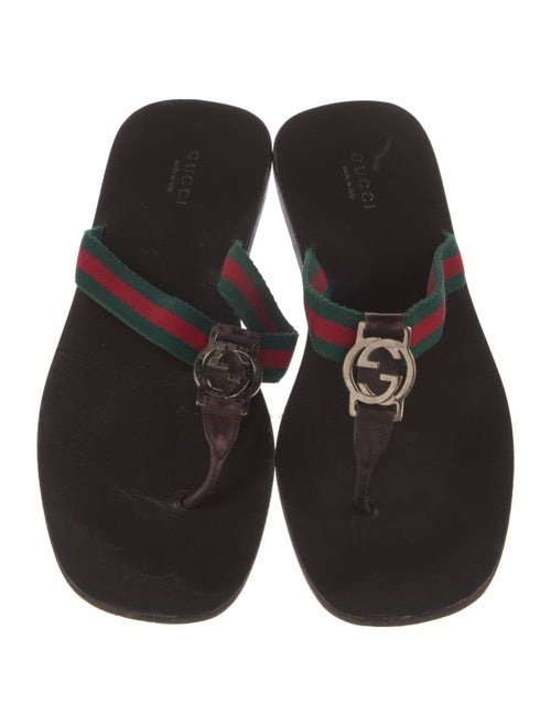 Gucci Web Accent T-Strap Sandals