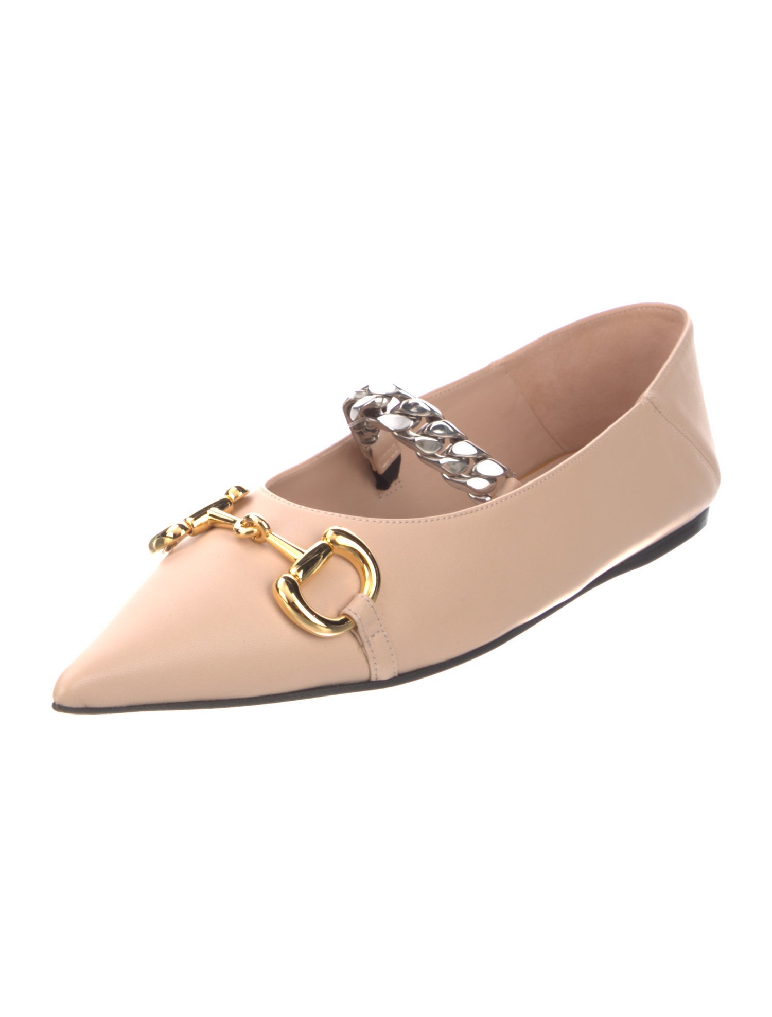 Gucci Horsebit Accent Leather Mary Jane Flats