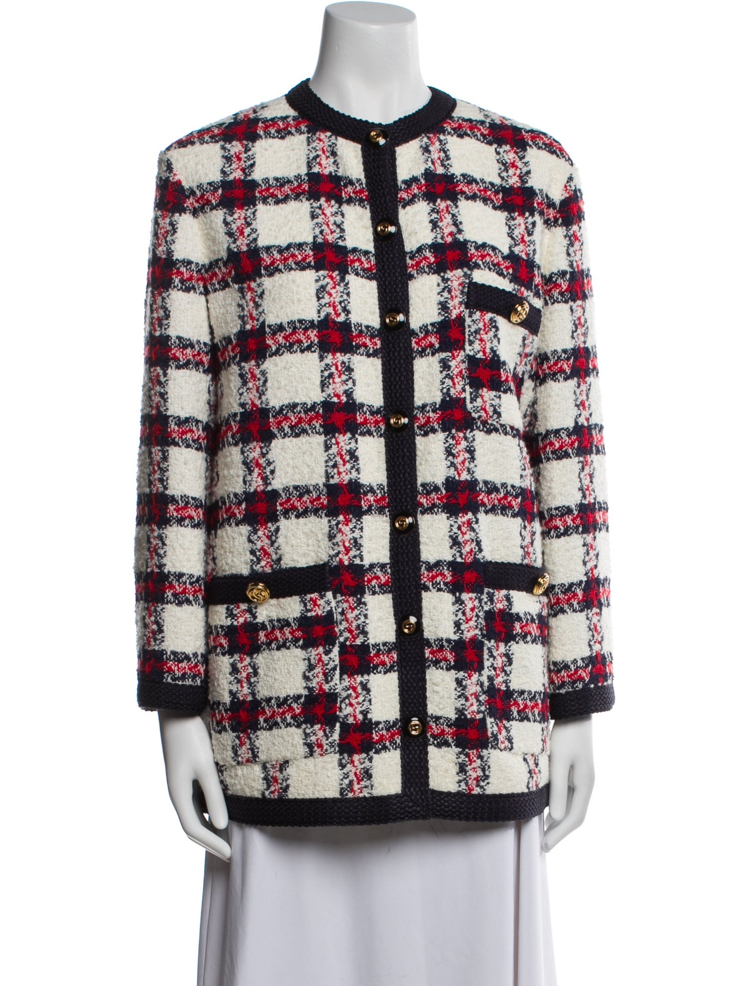 Gucci Tweed Plaid Print Evening Jacket w/ Tags