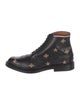 Gucci Bee Accent Leather Combat Boots