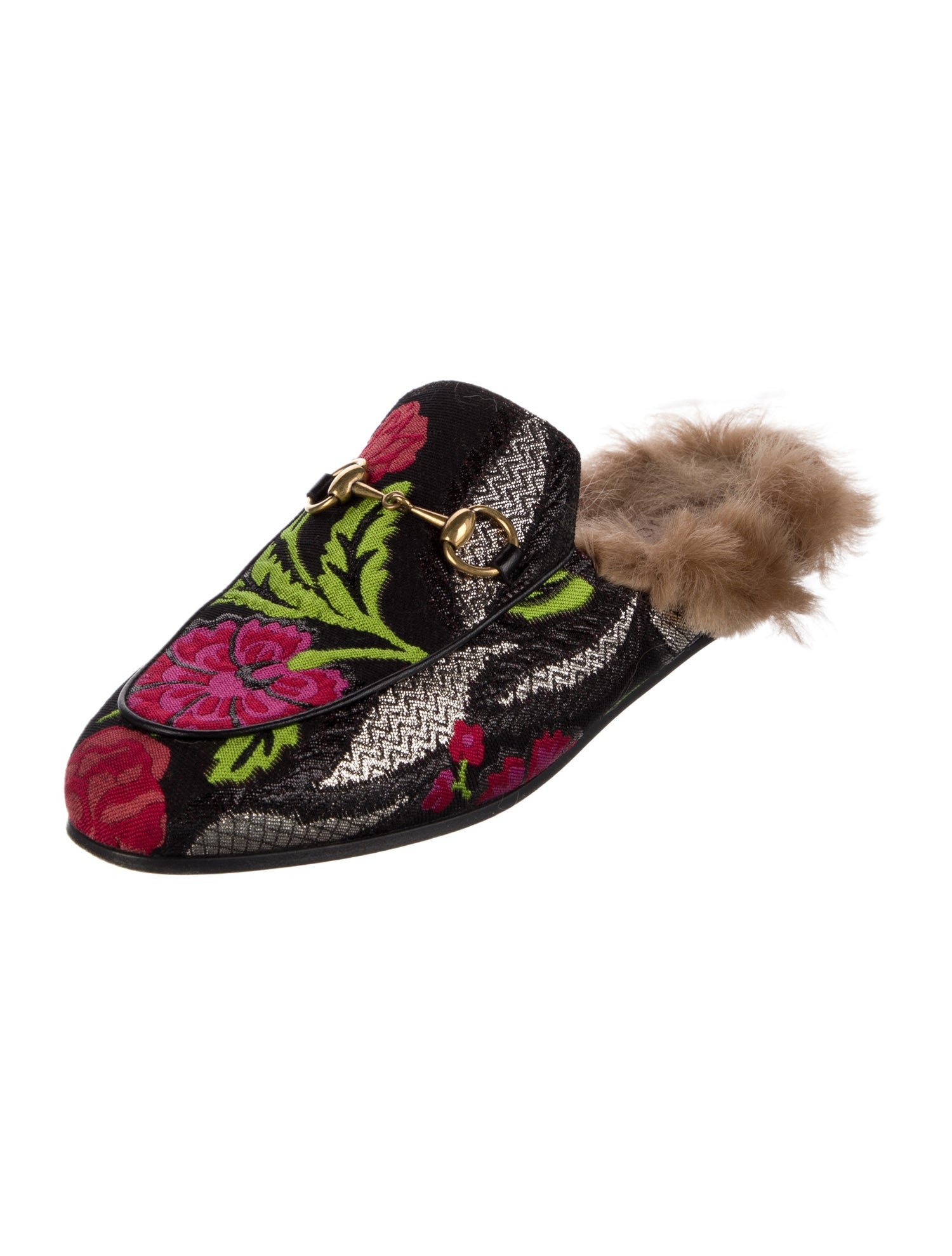 Gucci Horsebit Accent Floral Print Mules