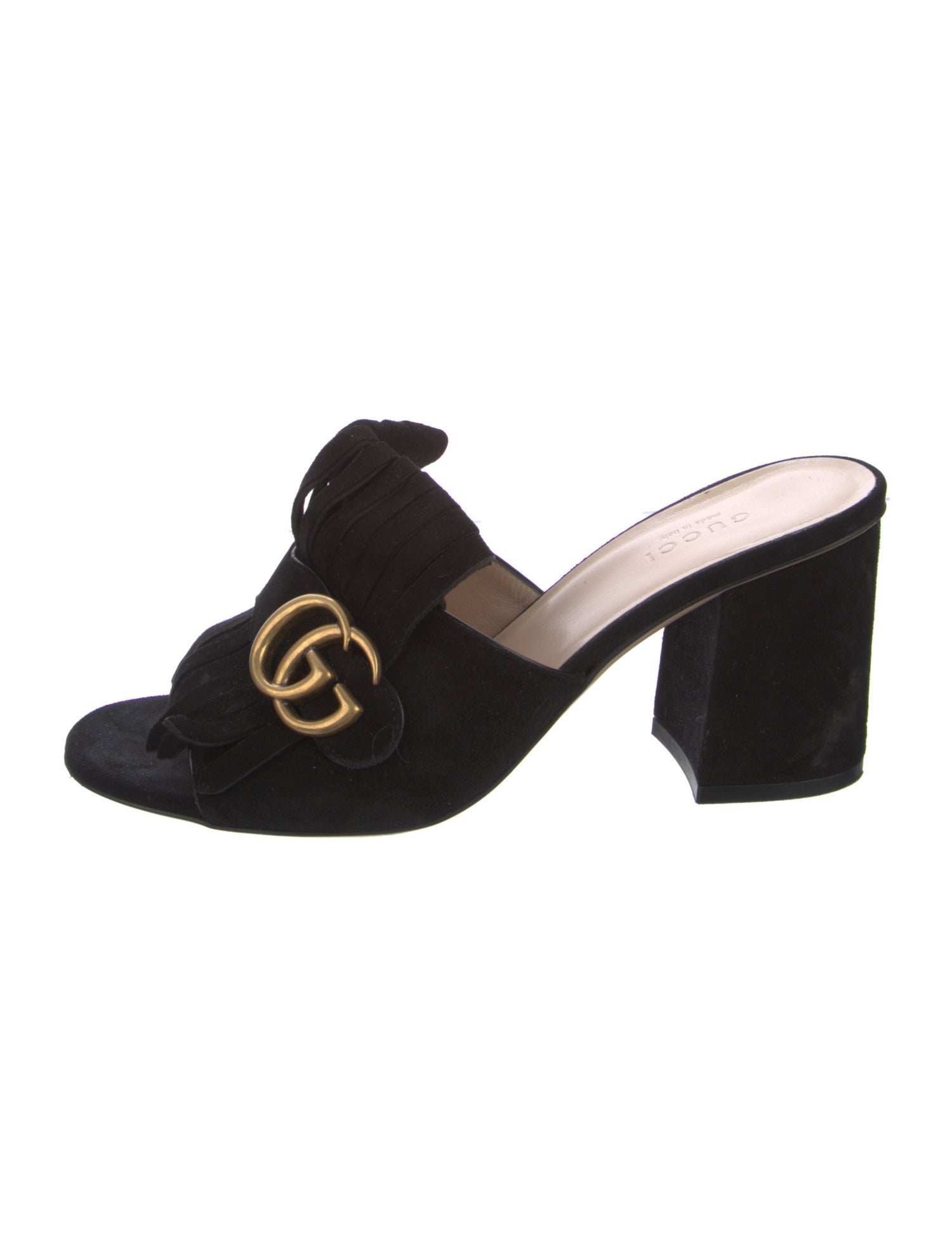 Gucci Double G Logo Suede Slides