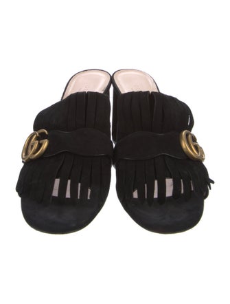 Gucci Double G Logo Suede Slides