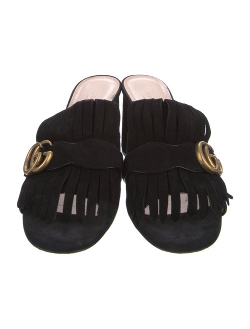 Gucci Double G Logo Suede Slides