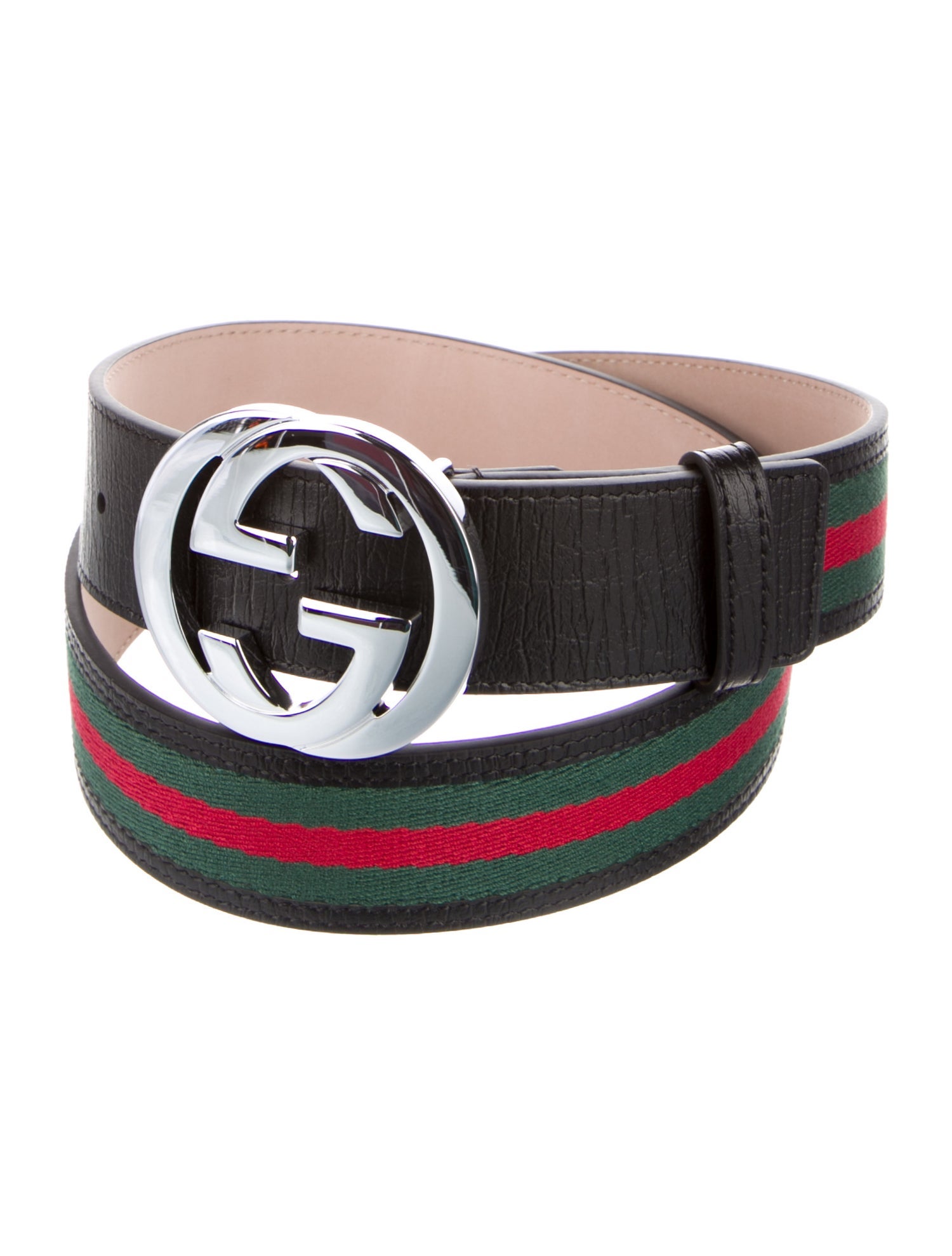 Gucci Web Accent Leather Trim Embellishment Waist Belt
