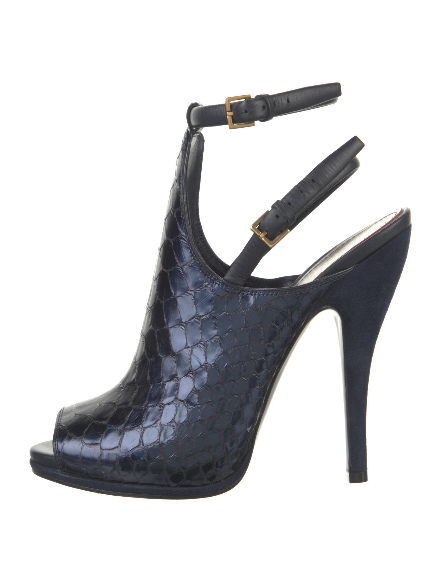 Gucci Embossed Leather Slingback Pumps