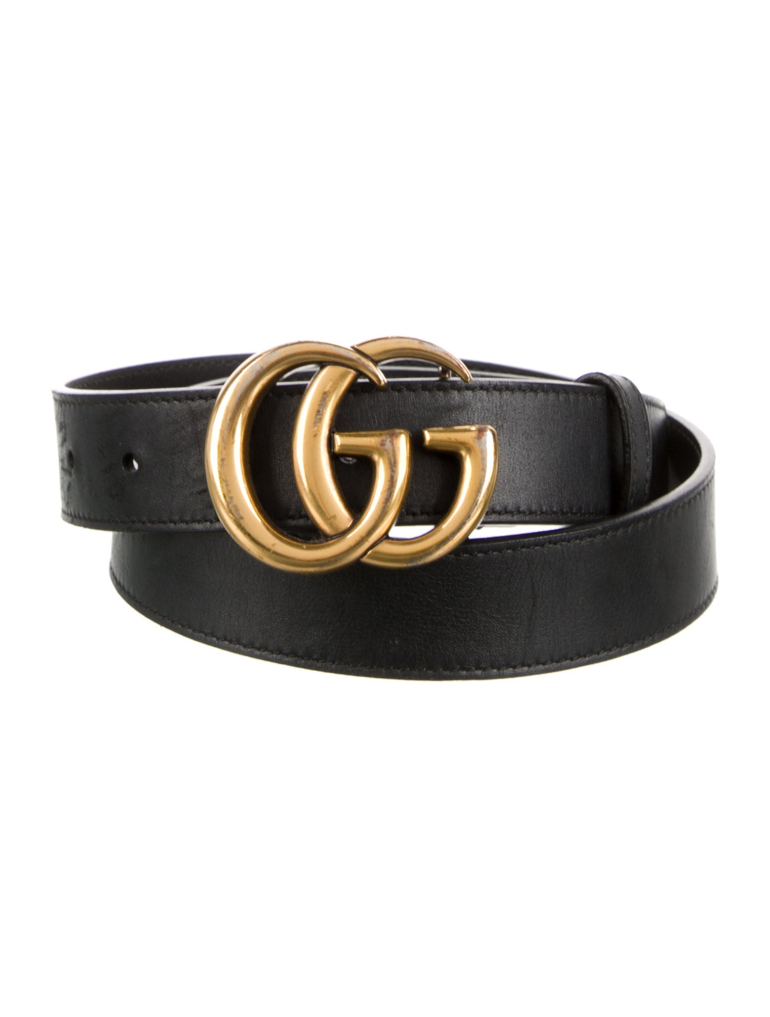 Gucci Double G Logo Leather Belt