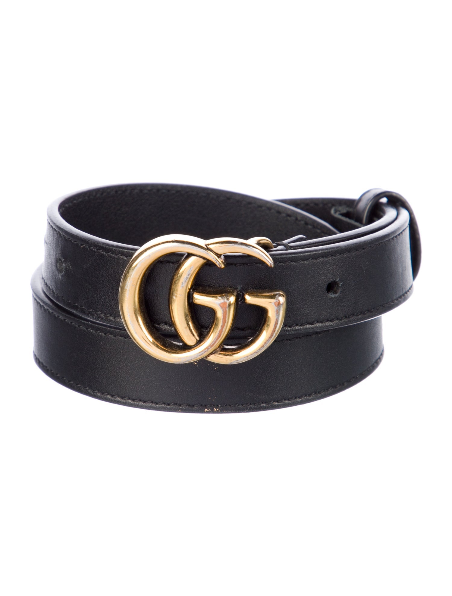 Gucci Double G Logo Skinny Belt