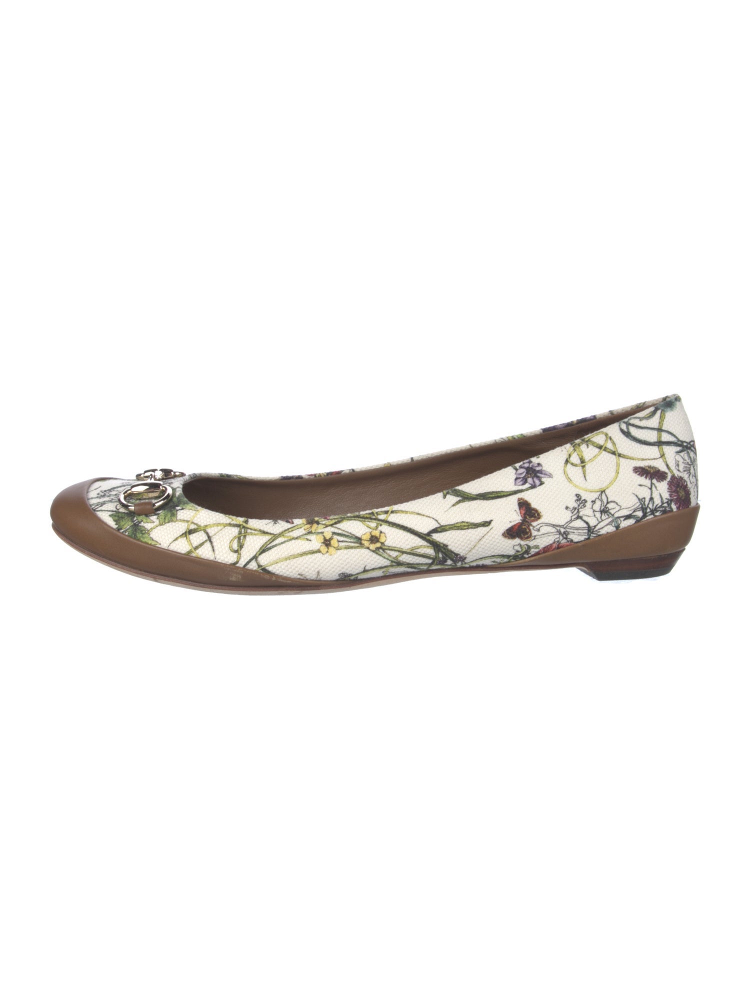 Gucci Flora Print Canvas Ballet Flats