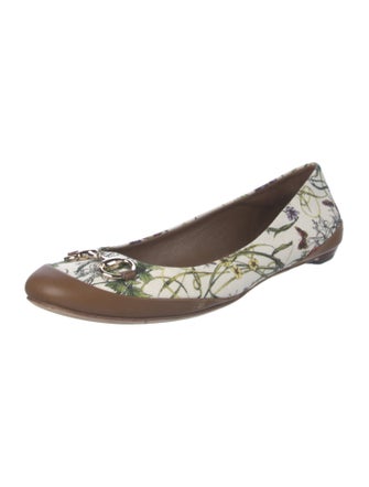Gucci Flora Print Canvas Ballet Flats