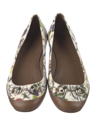 Gucci Flora Print Canvas Ballet Flats