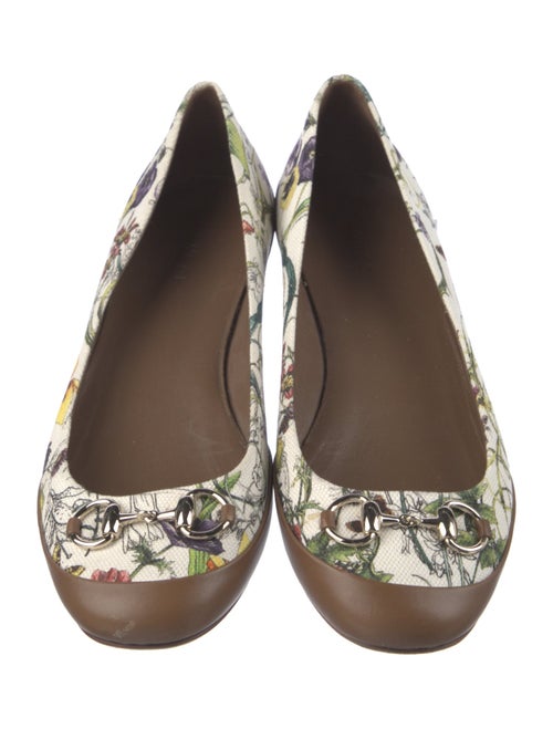 Gucci Flora Print Canvas Ballet Flats