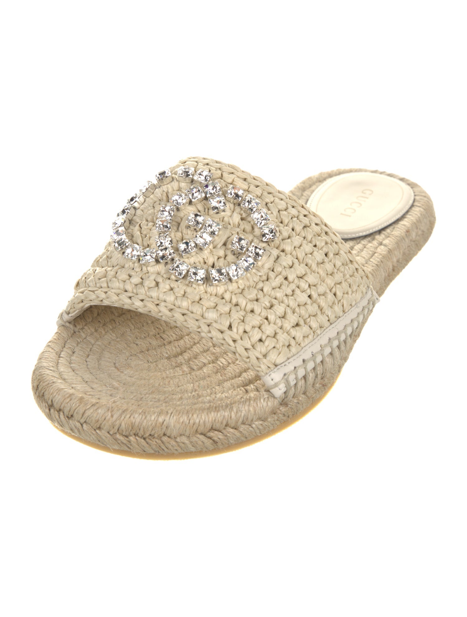 Gucci Double G Logo Straw Espadrilles