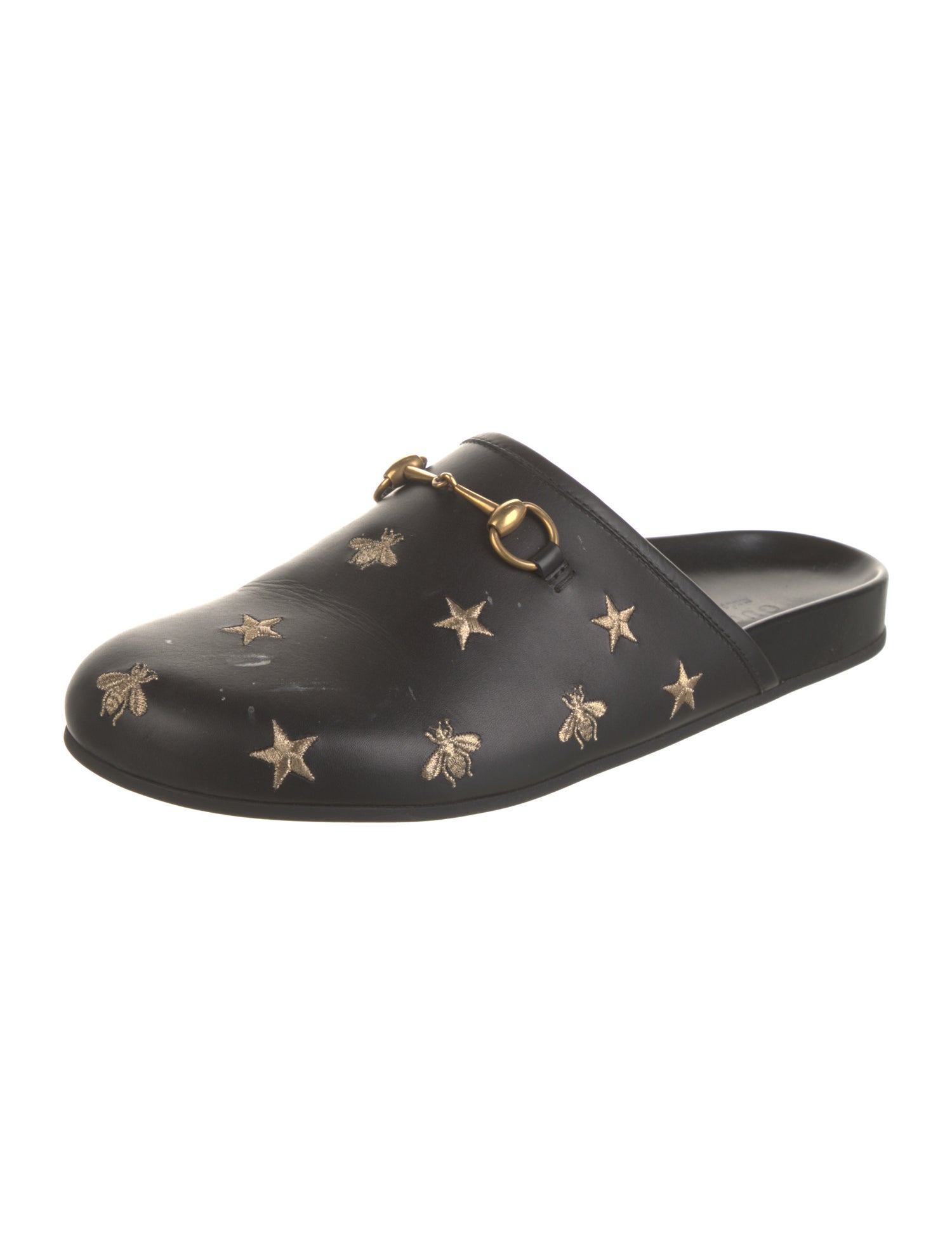 Gucci Horsebit Accent Leather Slippers