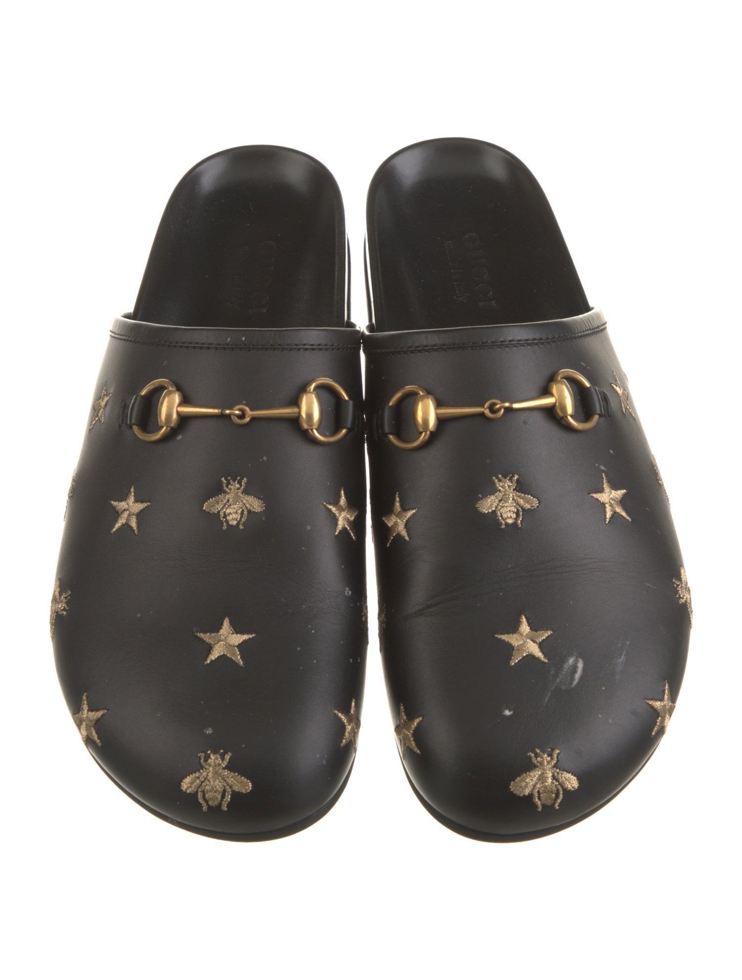 Gucci Horsebit Accent Leather Slippers
