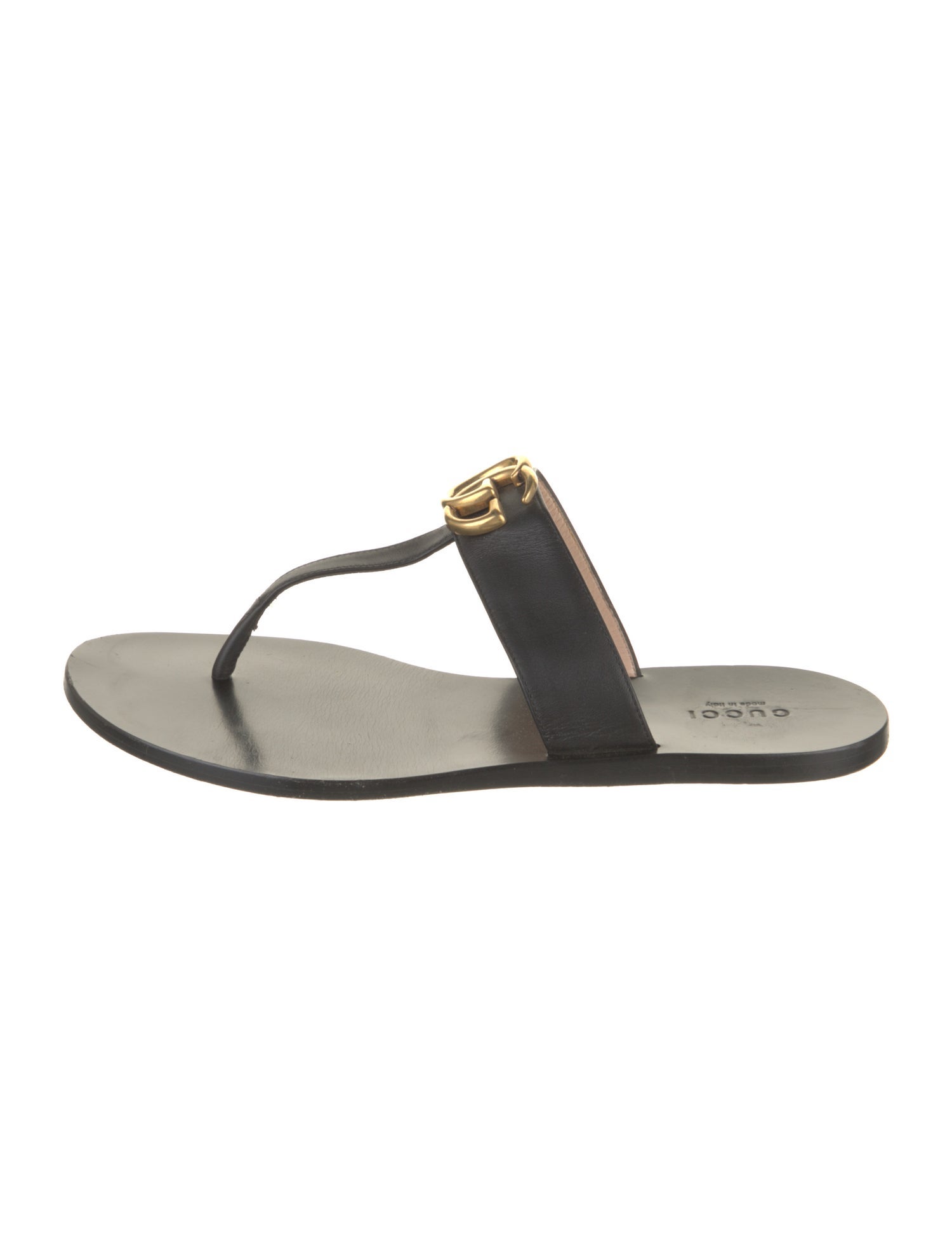 Gucci Double G Logo Leather Slides