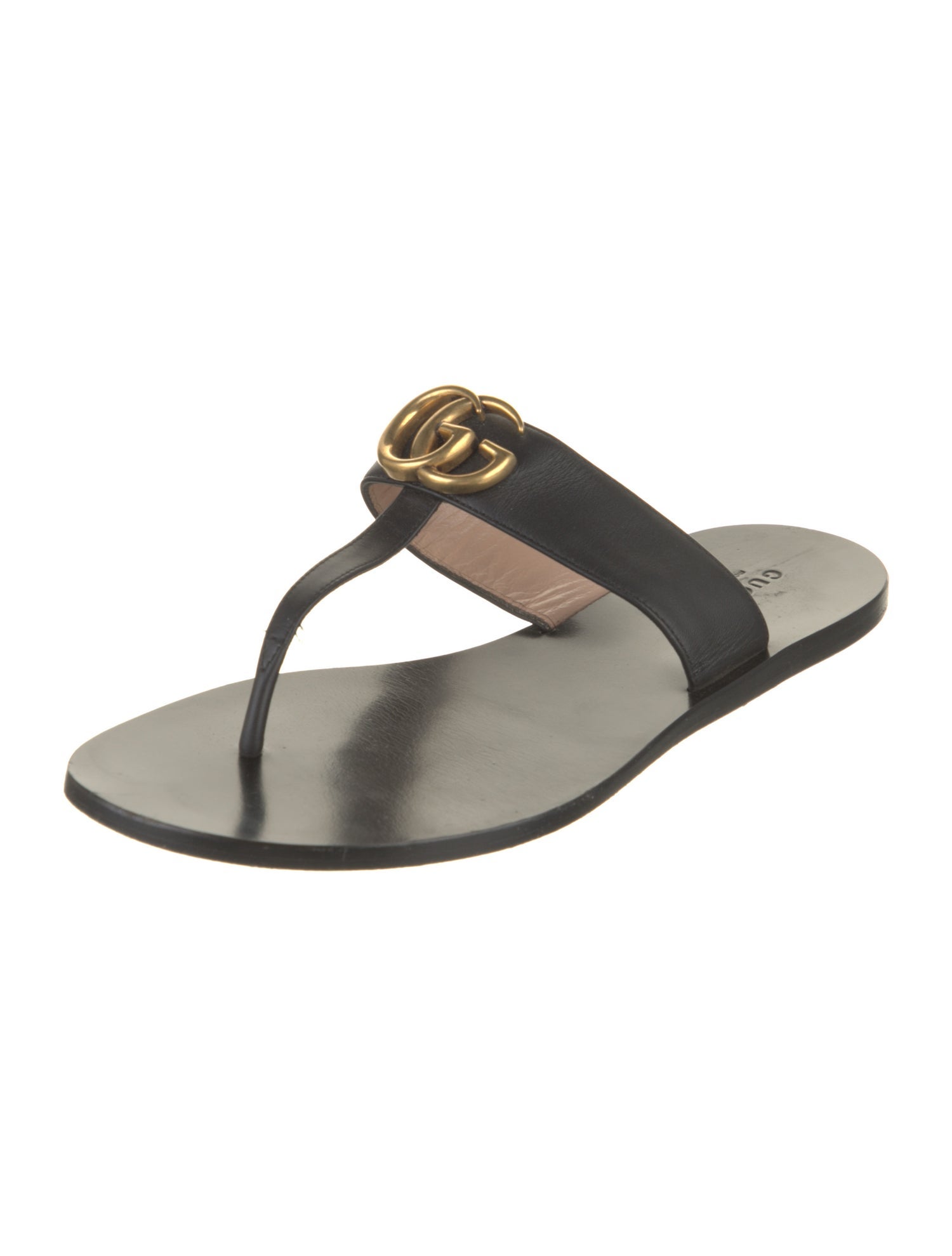 Gucci Double G Logo Leather Slides