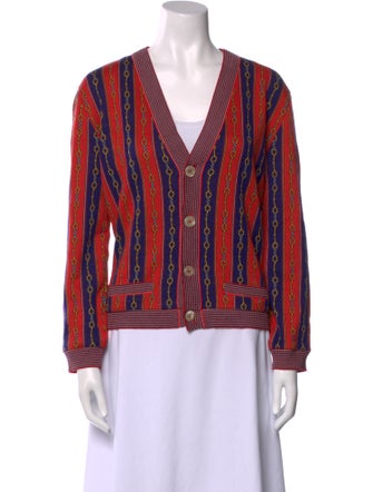 Gucci 2019 Gucci Horsebit Chain Striped Cardigan Sweater