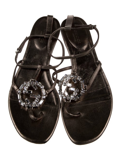 Gucci Interlocking G Logo Leather T-Strap Sandals