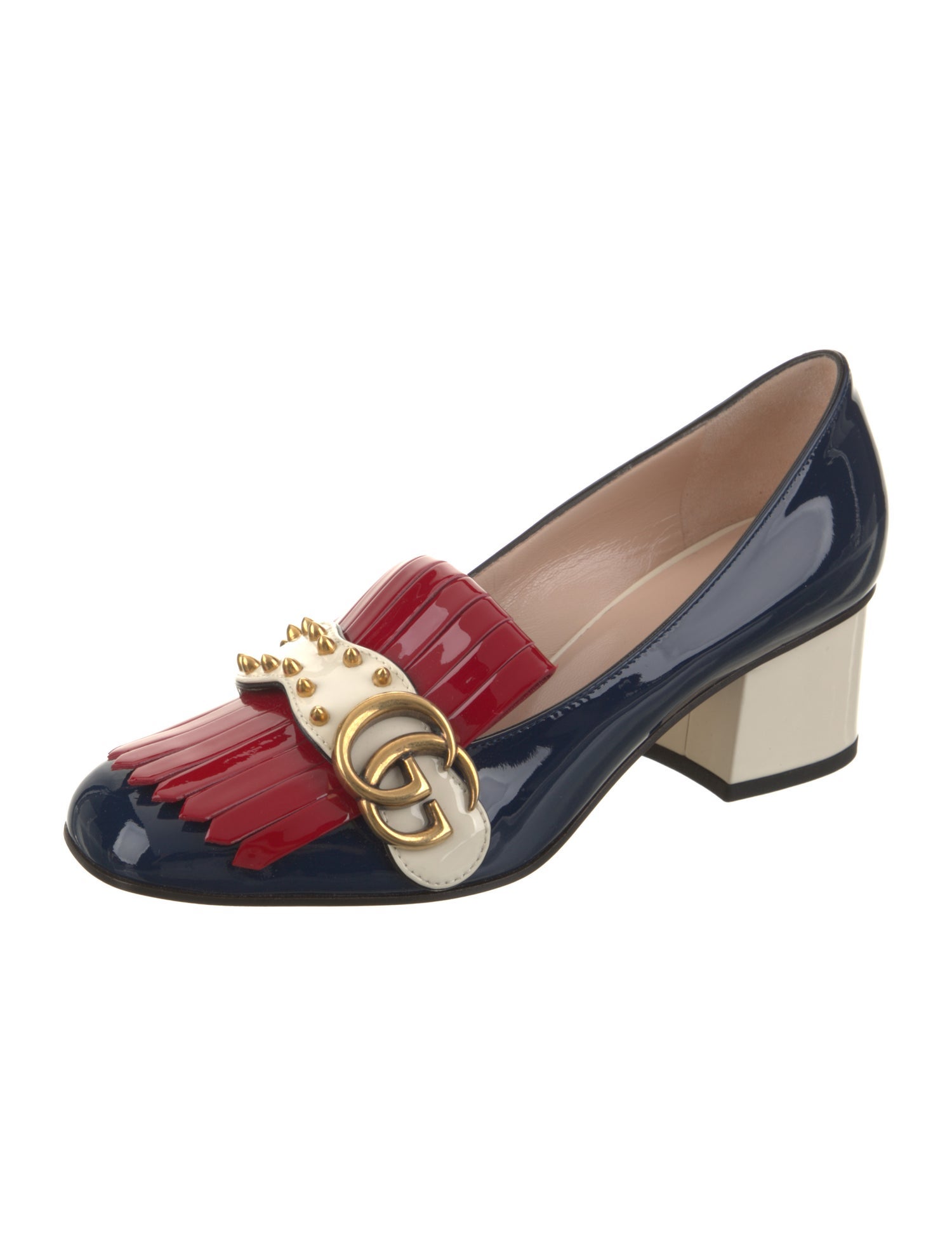 Gucci Patent Leather Colorblock Pattern Pumps