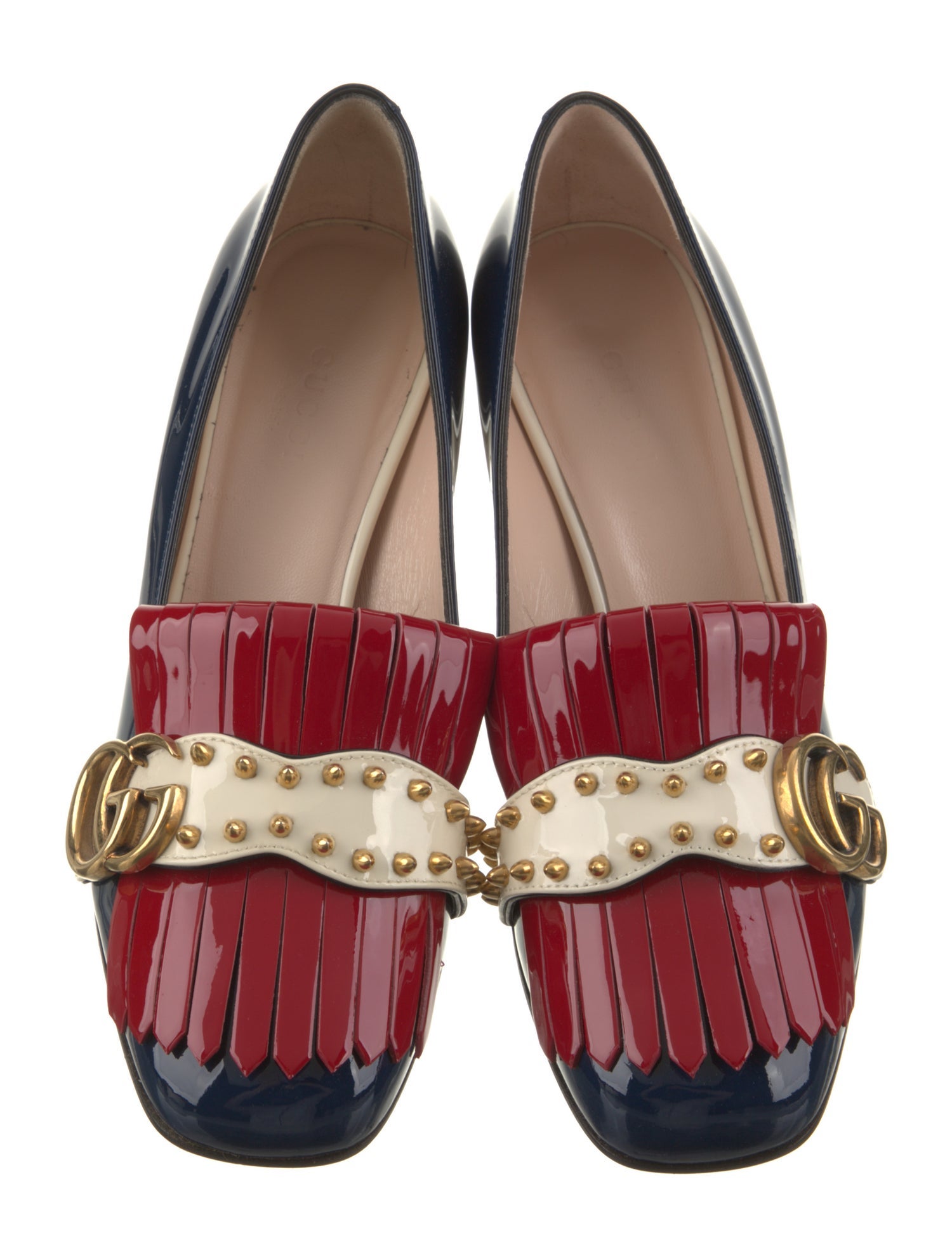 Gucci Patent Leather Colorblock Pattern Pumps