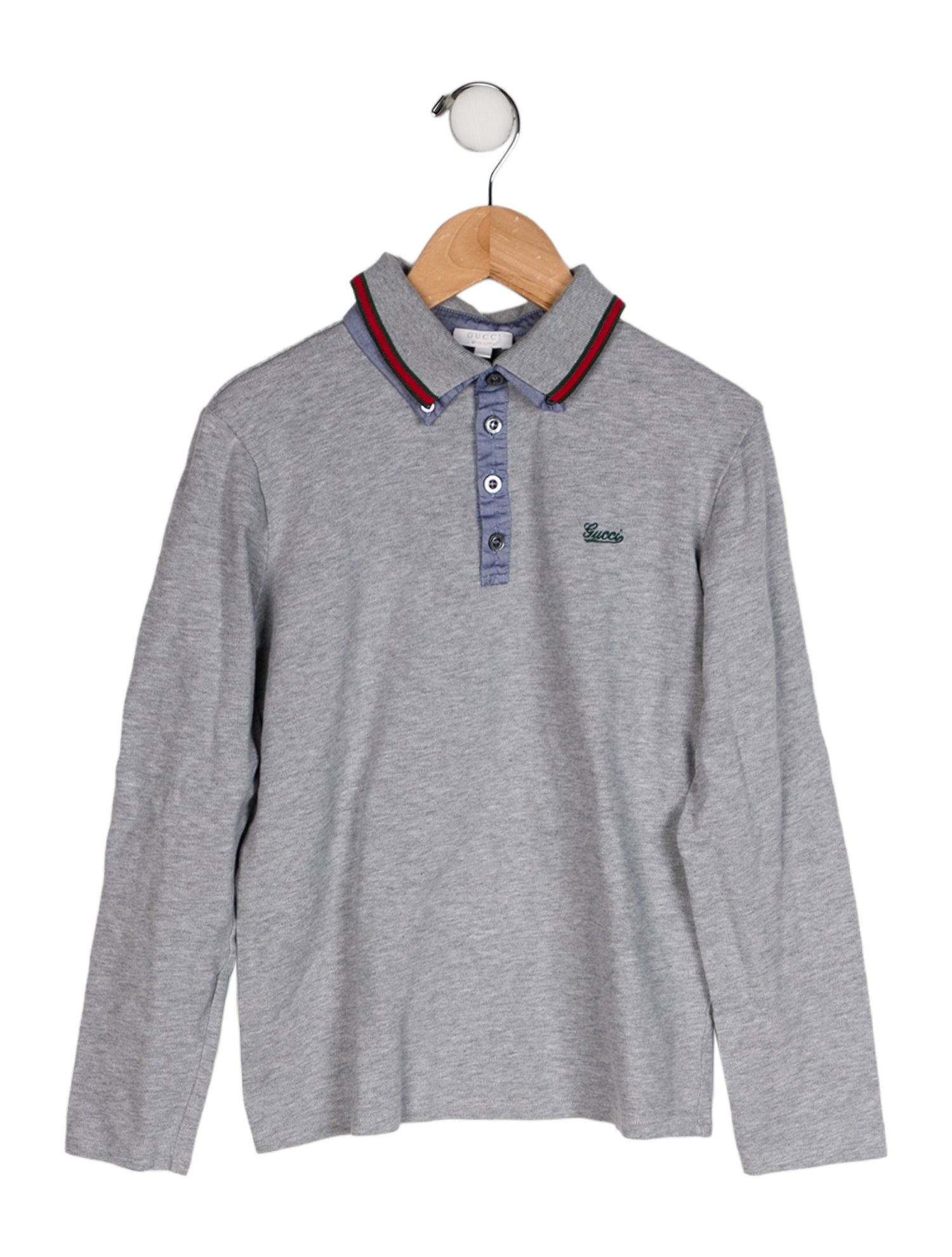 Gucci Solid Long Sleeve Polo Top