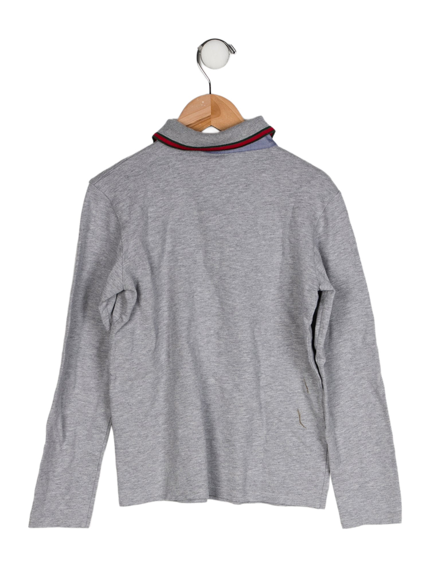 Gucci Solid Long Sleeve Polo Top